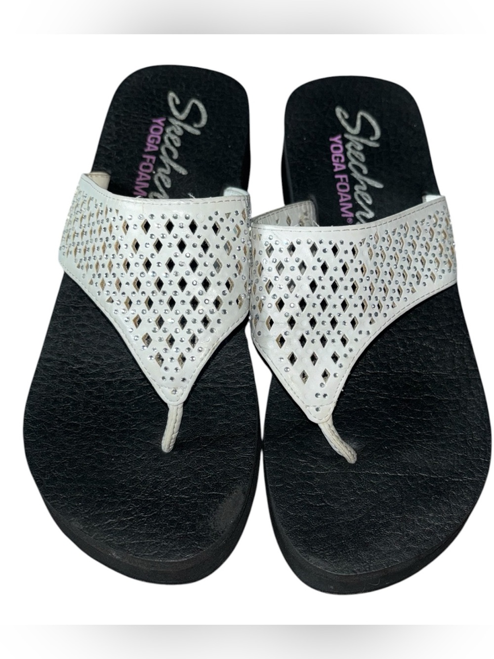 Skechers Vinyasa Women's Perforated Yoga Mat Wedge Flip-Flops Size 8 - Picture 2 of 6